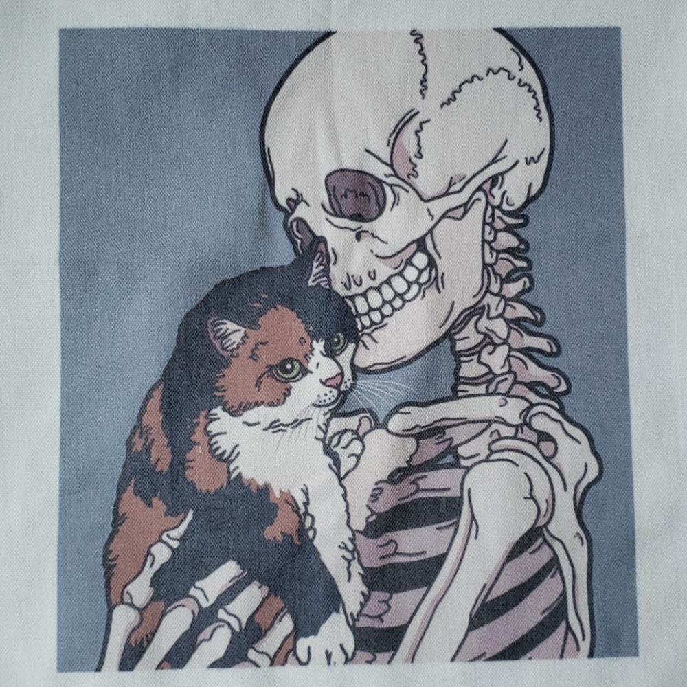 🙀 LAST ONE! Canvas cat and skeleton tote - Picture 9 of 9